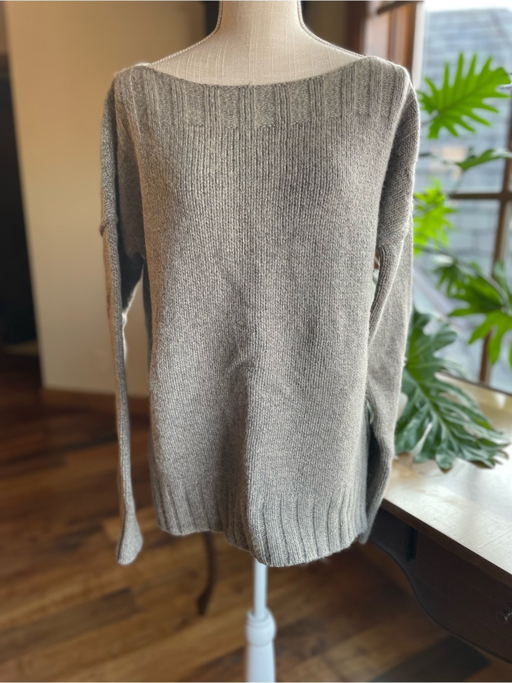 Brochu Walker Gray Alpaca Wool Blend Bateau Boatneck Pullover Sweater Small